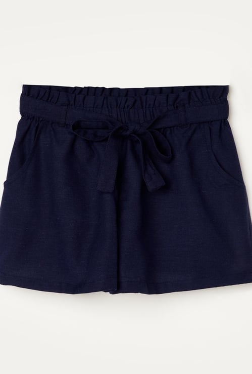 FAME FOREVER YOUNG Girls Solid Woven Elasticated Shorts