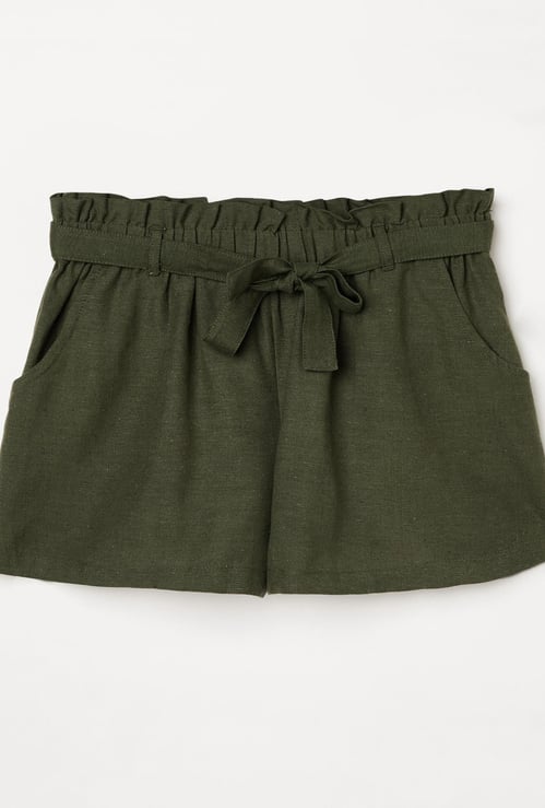 FAME FOREVER YOUNG Girls Solid Woven Elasticated Shorts