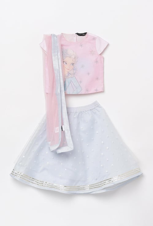 MELANGE Girls Printed Lehenga Set with Dupatta