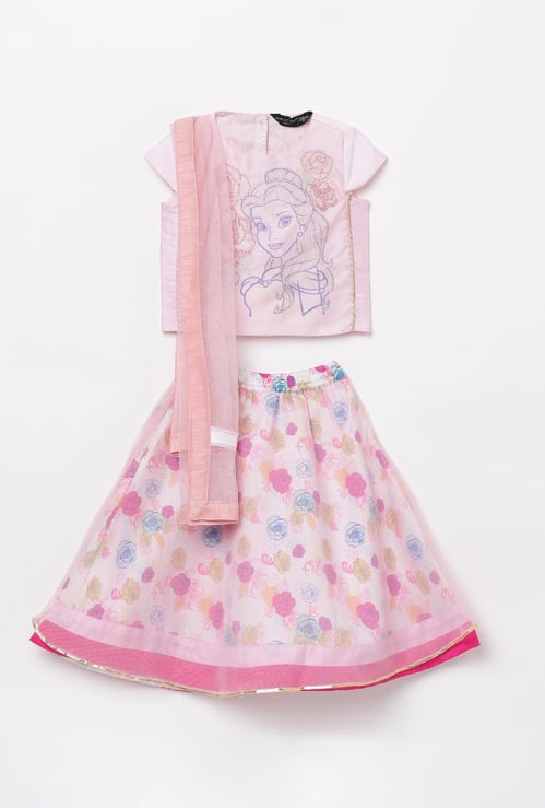 MELANGE Girls Printed Lehenga Set with Dupatta