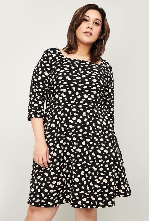 NEXUS Women Plus-Size Floral Printed A-Line Dress