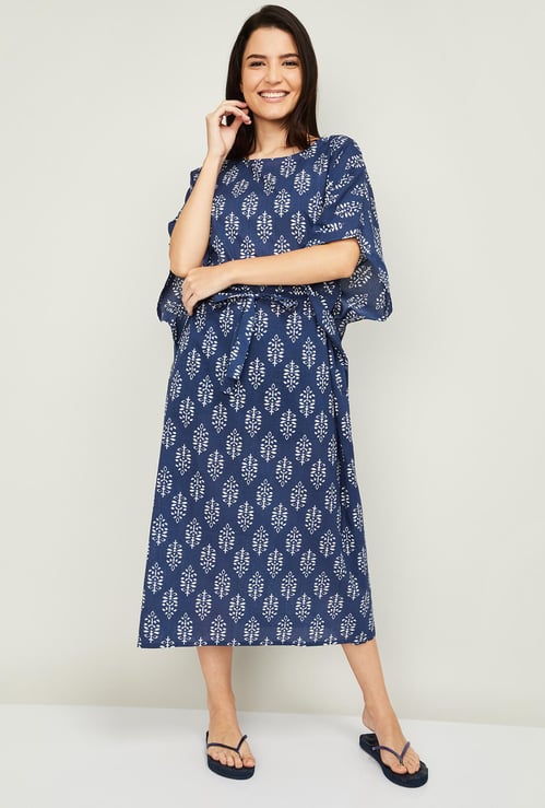 GINGER Women Printed Tie-Up Night Dress