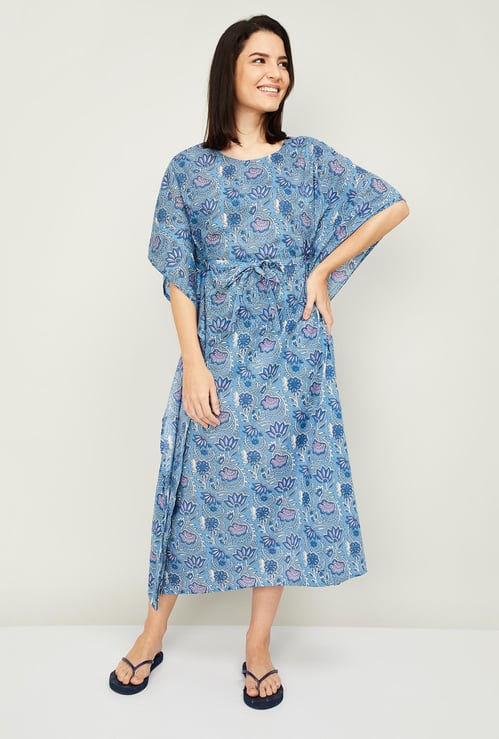 GINGER Women Printed Tie-Up Night Dress