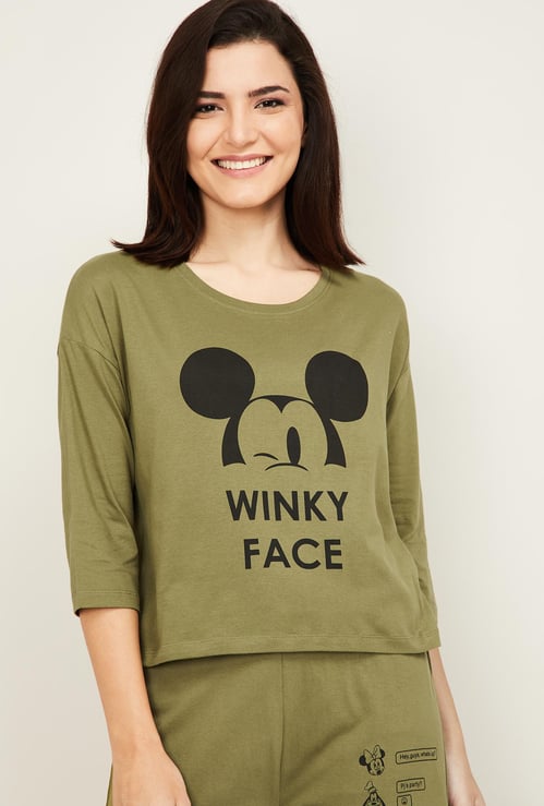 GINGER Women Printed Round Neck Lounge T-shirt