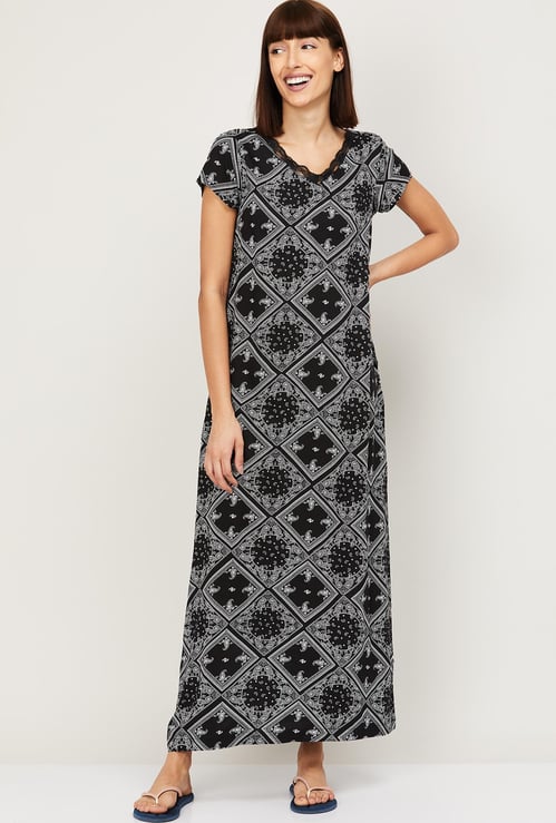 GINGER Women Printed Night Gown