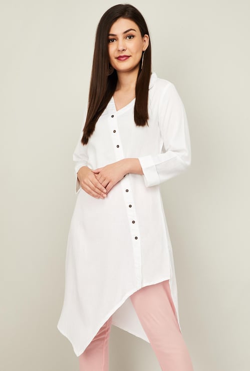 GLOBAL DESI Women Solid Tunic with Asymmetric Hem