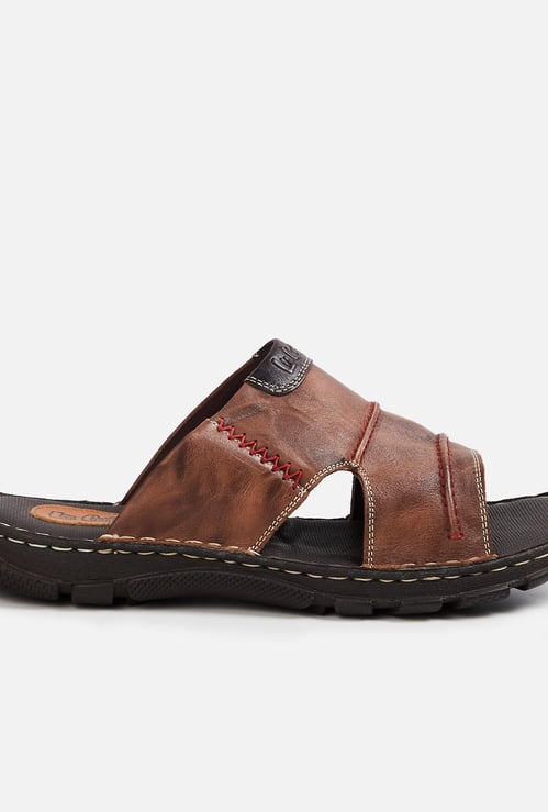 LEE COOPER Men Textured Leather Sliders