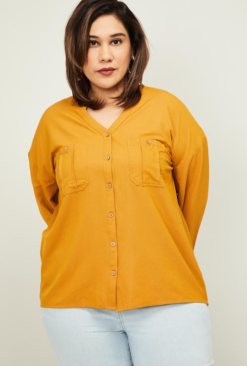 NEXUS Women Plus-Size Solid Full Sleeves Shirt