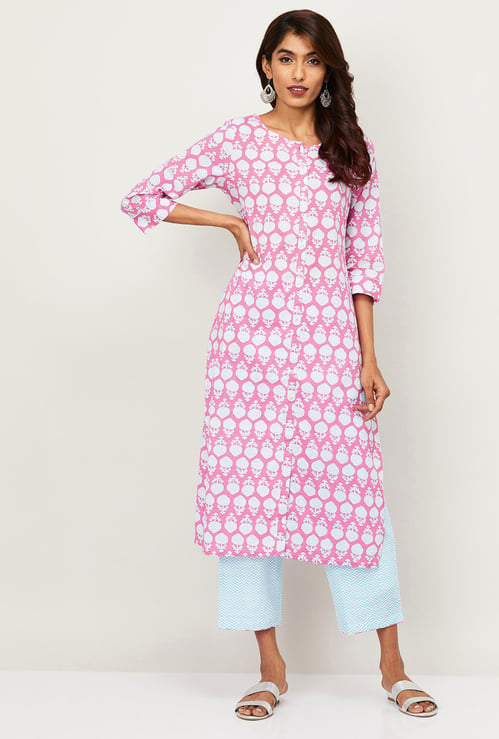 MELANGE Women Printed Straight Kurta with Palazzos