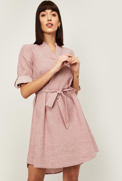 VAN HEUSEN Women Striped Mini A-Line Dress