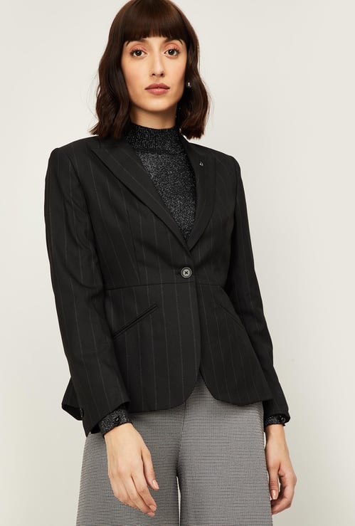 VAN HEUSEN Women Striped Full Sleeves Blazer