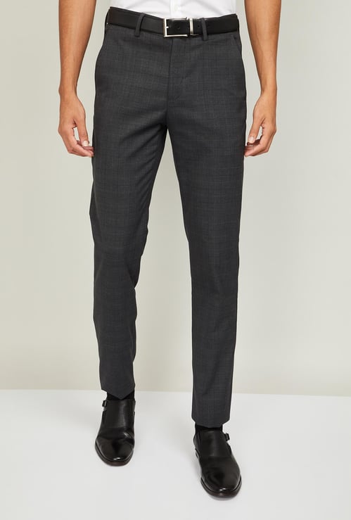 LOUIS PHILIPPE Men Textured Slim Tapered Fit Trousers
