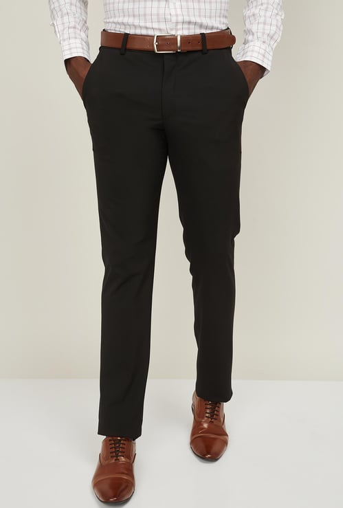 LOUIS PHILIPPE Men Solid Slim Tapered Fit Trousers
