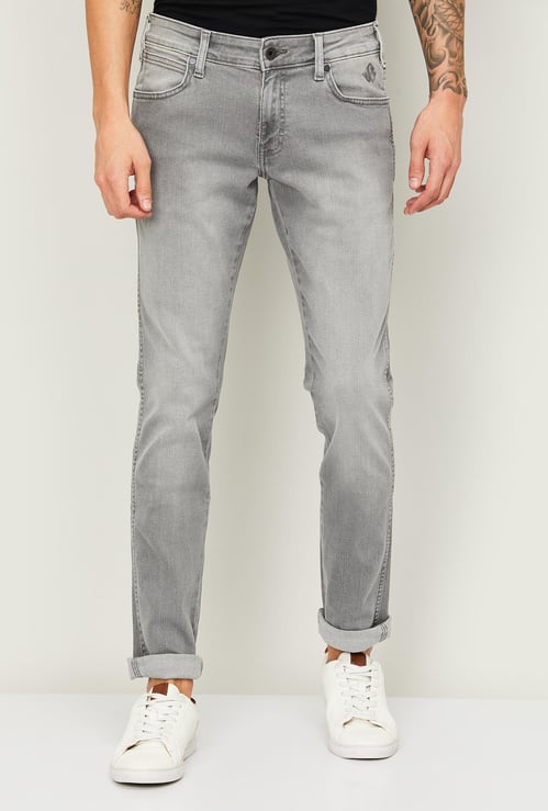 WRANGLER Men Light-Washed Slim Tapered Fit Jeans