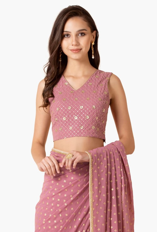 INDYA Women Embellished Sleeveless Crop Top