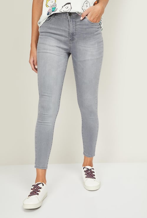 KRAUS Women Stonewashed Skinny Fit Ankle Length Jeans