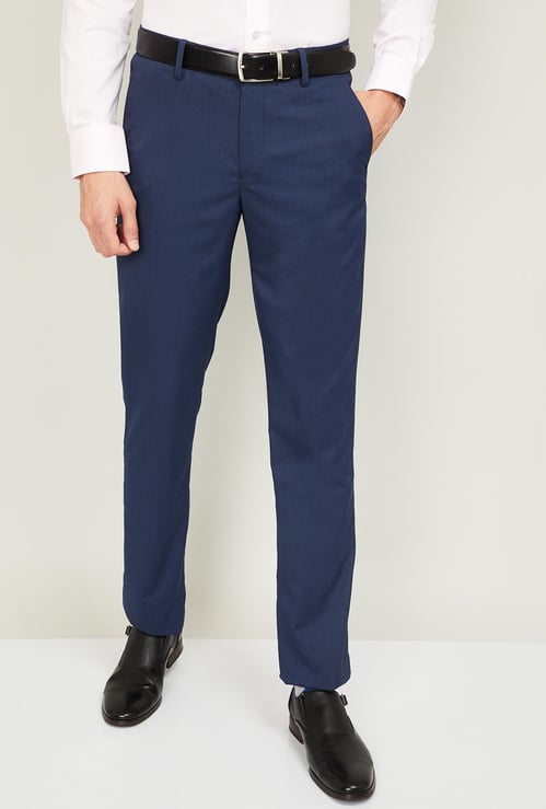 LOUIS PHILIPPE Men Textured Slim Tapered Fit Trousers