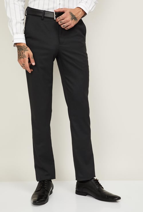 LOUIS PHILIPPE Men Solid Slim Tapered Fit Formal Trousers