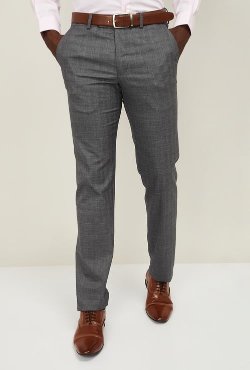 VAN HEUSEN Men Textured Slim Tapered Formal Trousers