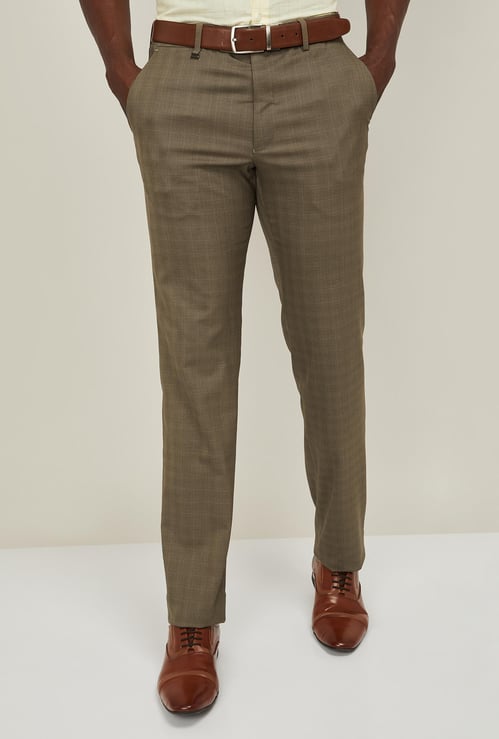 VAN HEUSEN Men Textured Slim Tapered Formal Trousers