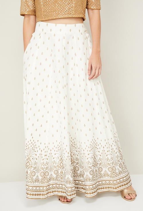 DE MOZA Women Printed A-Line Maxi Skirt