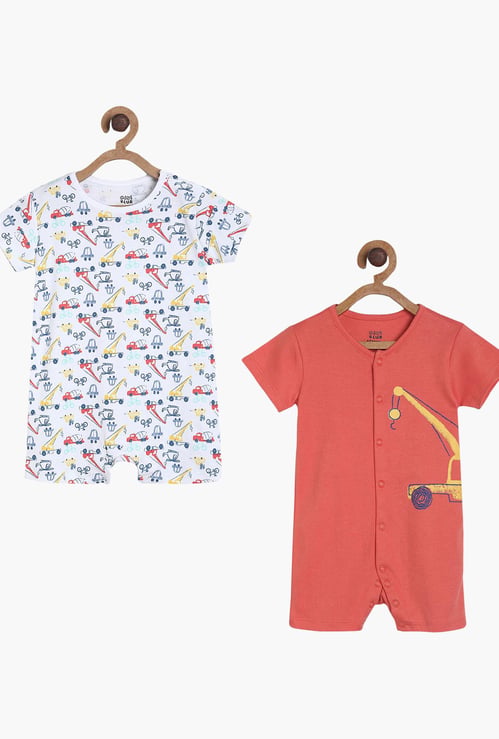 FS MINI KLUB Boys Printed Rompers - Pack of 2