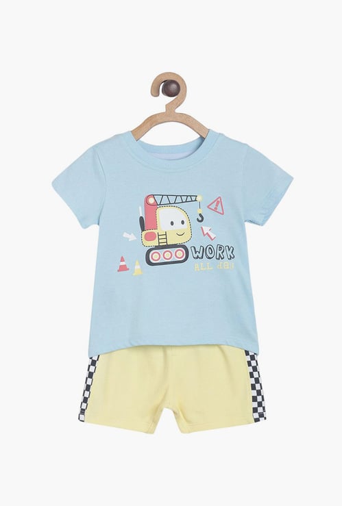FS MINI KLUB Boys Printed T-shirt and Shorts Set
