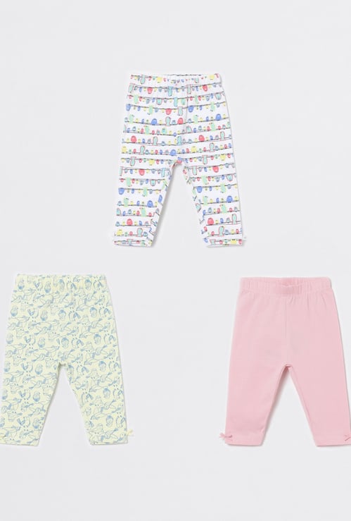FS MINI KLUB Girls Printed Elasticated Leggings - Pack of 3