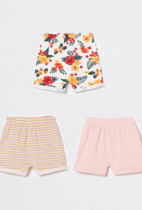 FS MINI KLUB Girls Printed Knit Shorts- Set of 3