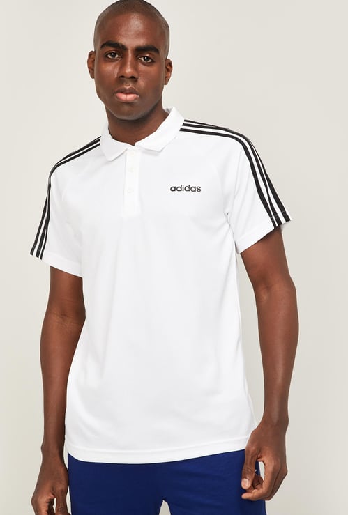 ADIDAS Men Striped Slim Fit Polo T-shirt