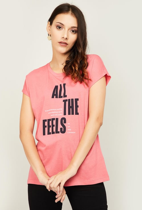 VERO MODA Women Typographic Print Round Neck T-shirt