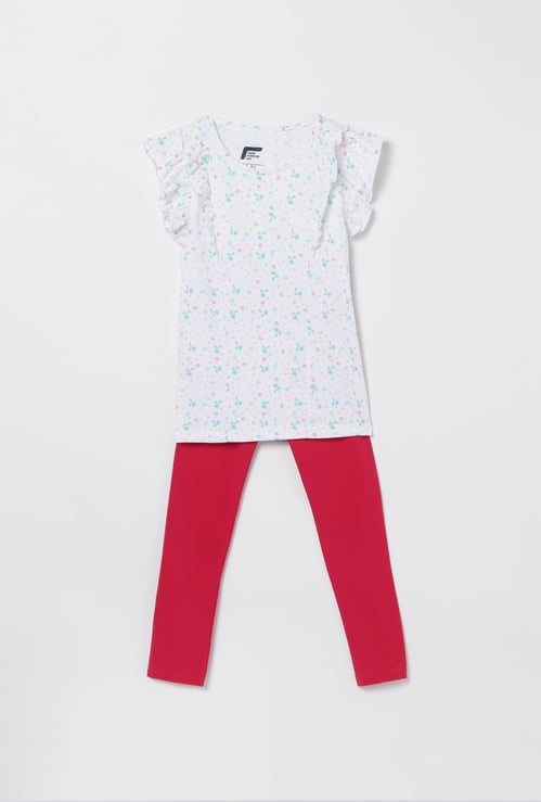 FAME FOREVER KIDS Girls Printed Top with Elasticated Leggings