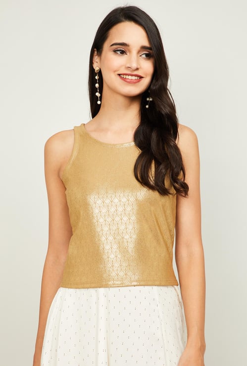GLOBAL DESI Women Textured Sleeveless Top