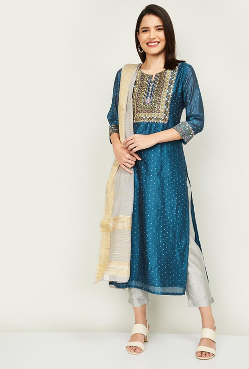 MELANGE Women Printed Kurta with Straight Pants and Dupatta