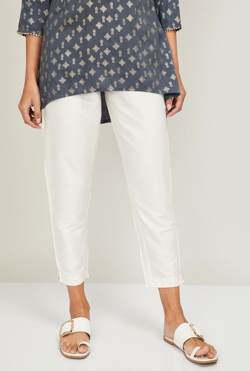 MELANGE Women Solid Elasticated Straight Pants