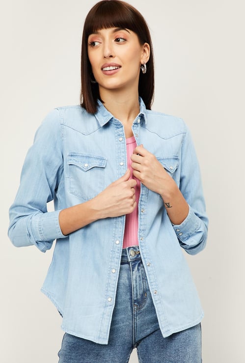 LEVI'S Women Stonewashed Full Sleeves Denim Shirt