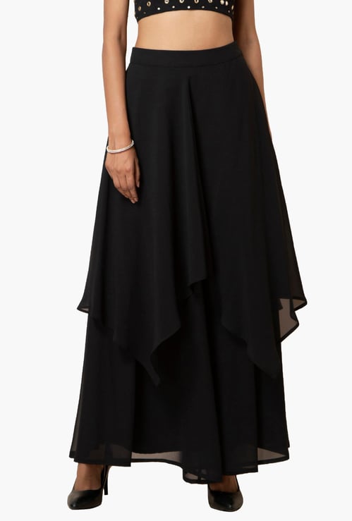 INDYA Women Solid Elasticated A-line Skirt