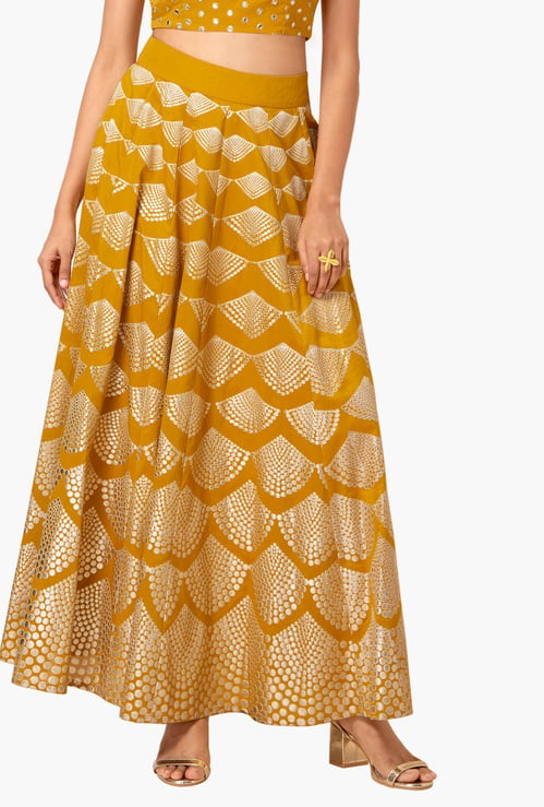 INDYA Women Printed Elasticated A-Line Skirt