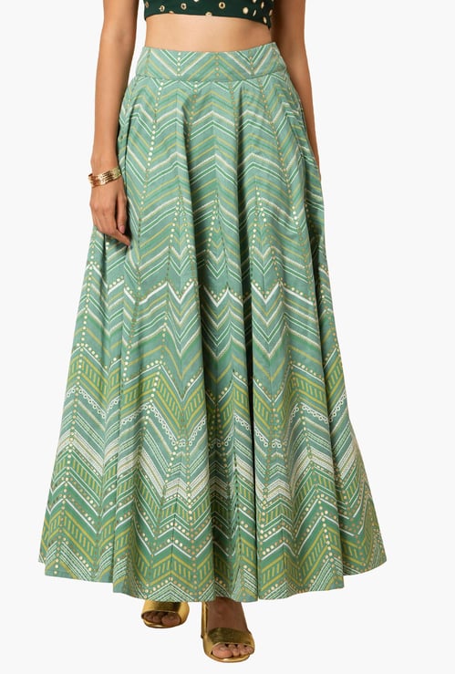 INDYA Women Printed Elasticated A-line Skirt