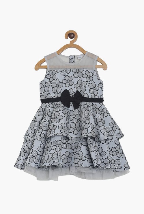 FS MINI KLUB Girls Printed Tiered Fit & Flare Dress