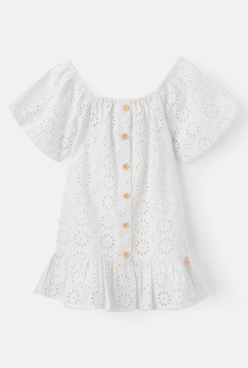 ANGEL & ROCKET Girls Shiffli Embroidery Shift Dress