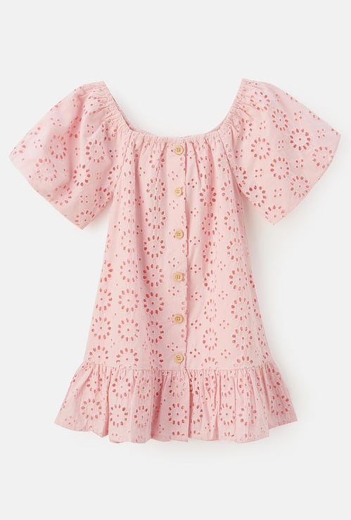 ANGEL & ROCKET Girls Schiffli Detailed Shift Dress