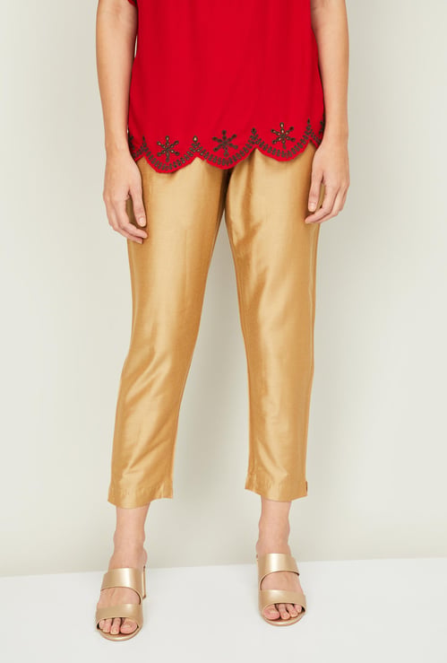 MELANGE Women Solid Ethnic Straight Pants