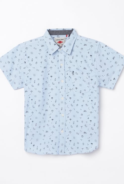GINI & JONY Boys Printed Short Sleeves Shirt