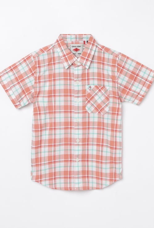 GINI & JONY Boys Checked Short Sleeves Shirt