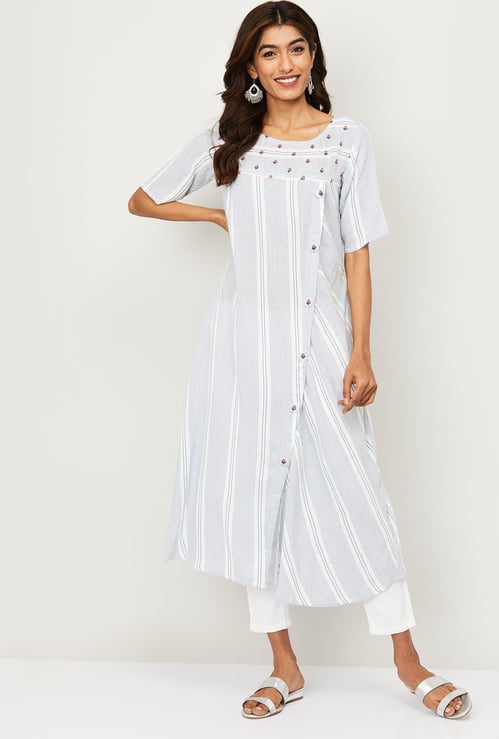 SPAN Women Striped A-line Kurta