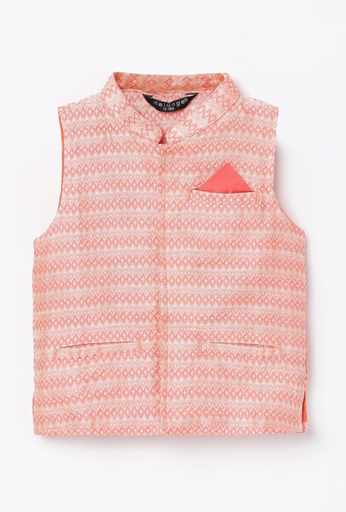 MELANGE Boys Printed Sleeveless Ethnic Waistcoat