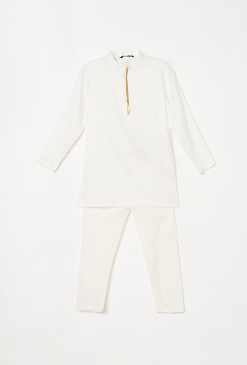 MELANGE Boys Textured Kurta with Elasticated Pyjamas