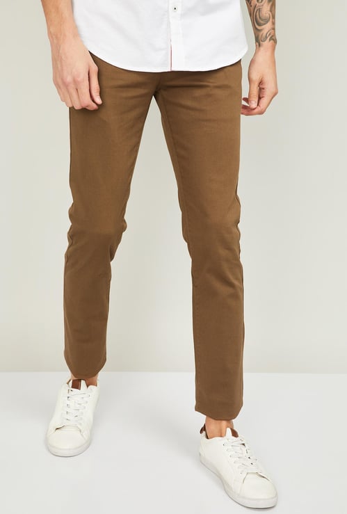 V DOT Men Solid Slim Straight Casual Trousers