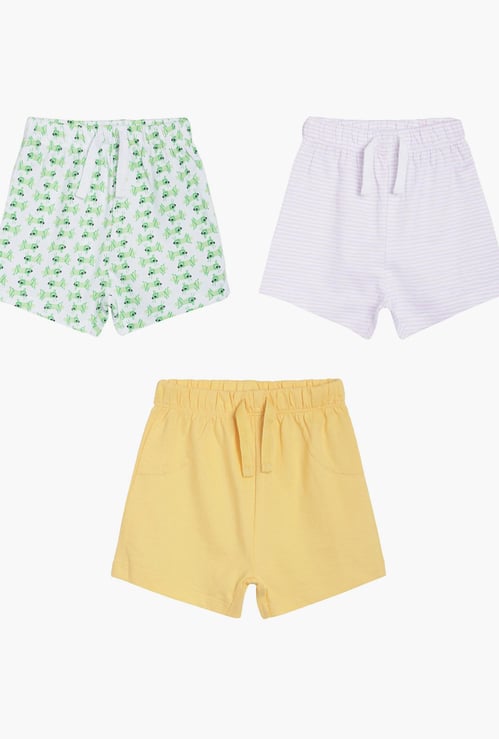 FS MINI KLUB Boys Printed Drawstring Waist Shorts - Pack of 3